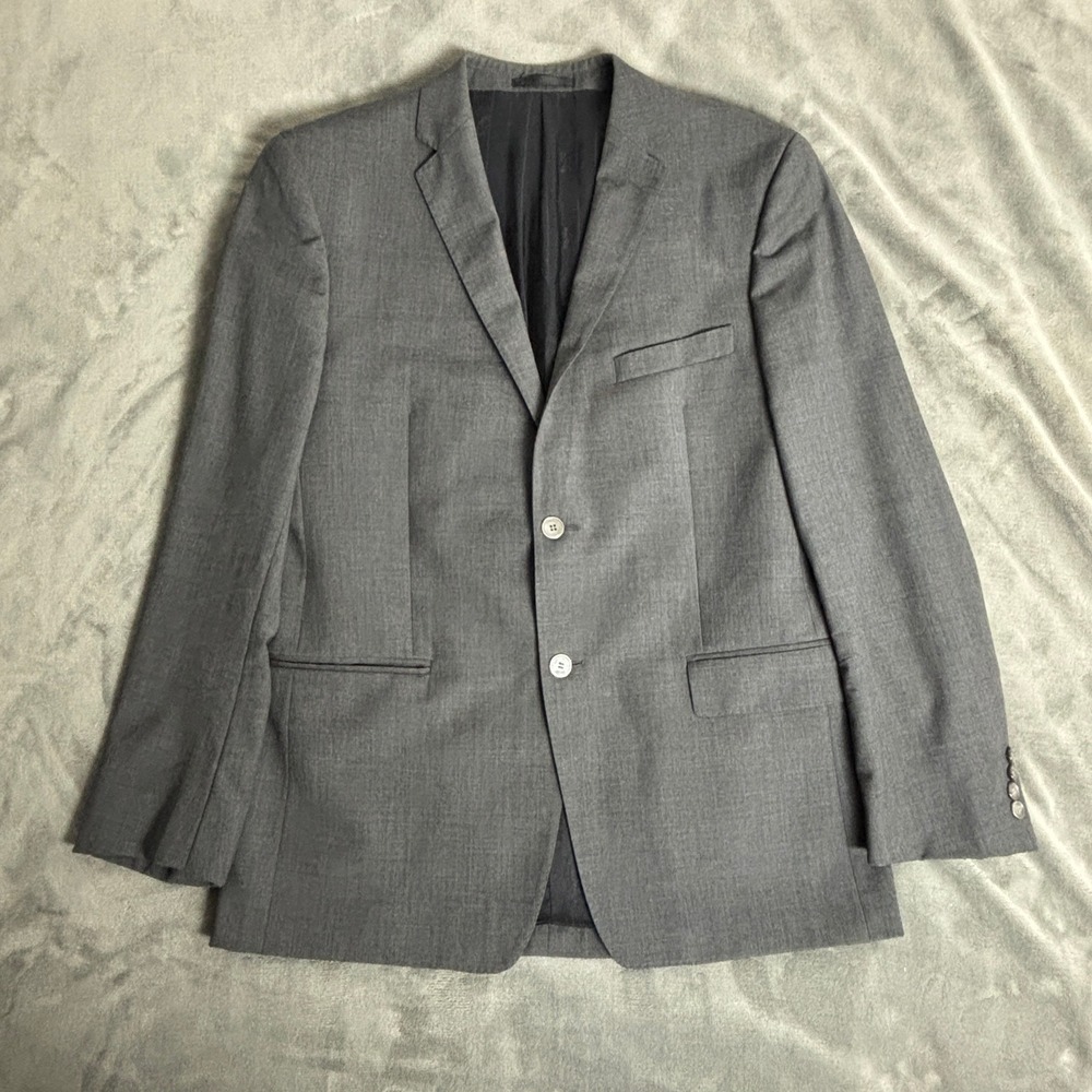 Versace Collection Men's 42 Gray 100% Wool Two Button Blazer Office Quiet Luxury